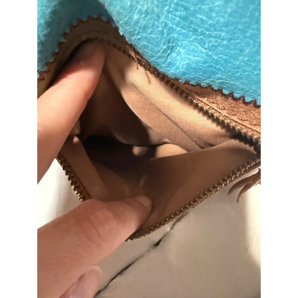 The Sak Patchwork Leather Suede Hobo Bag Multicolor Braided Handle Boho